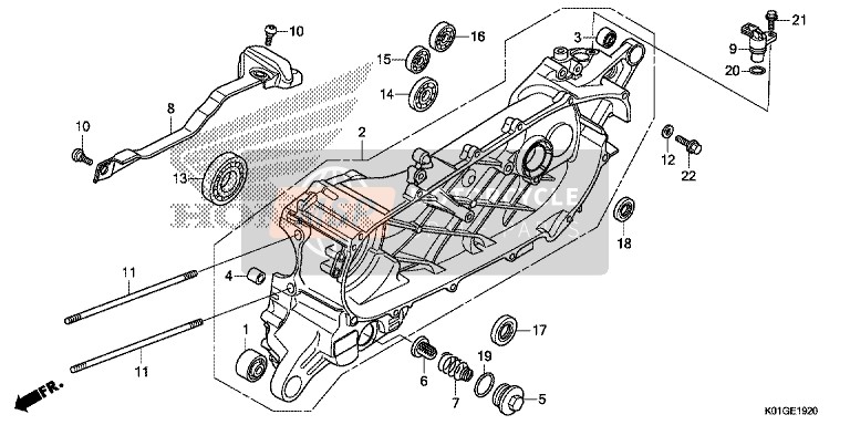 Honda SH125 2016 Left Crankcase for a 2016 Honda SH125